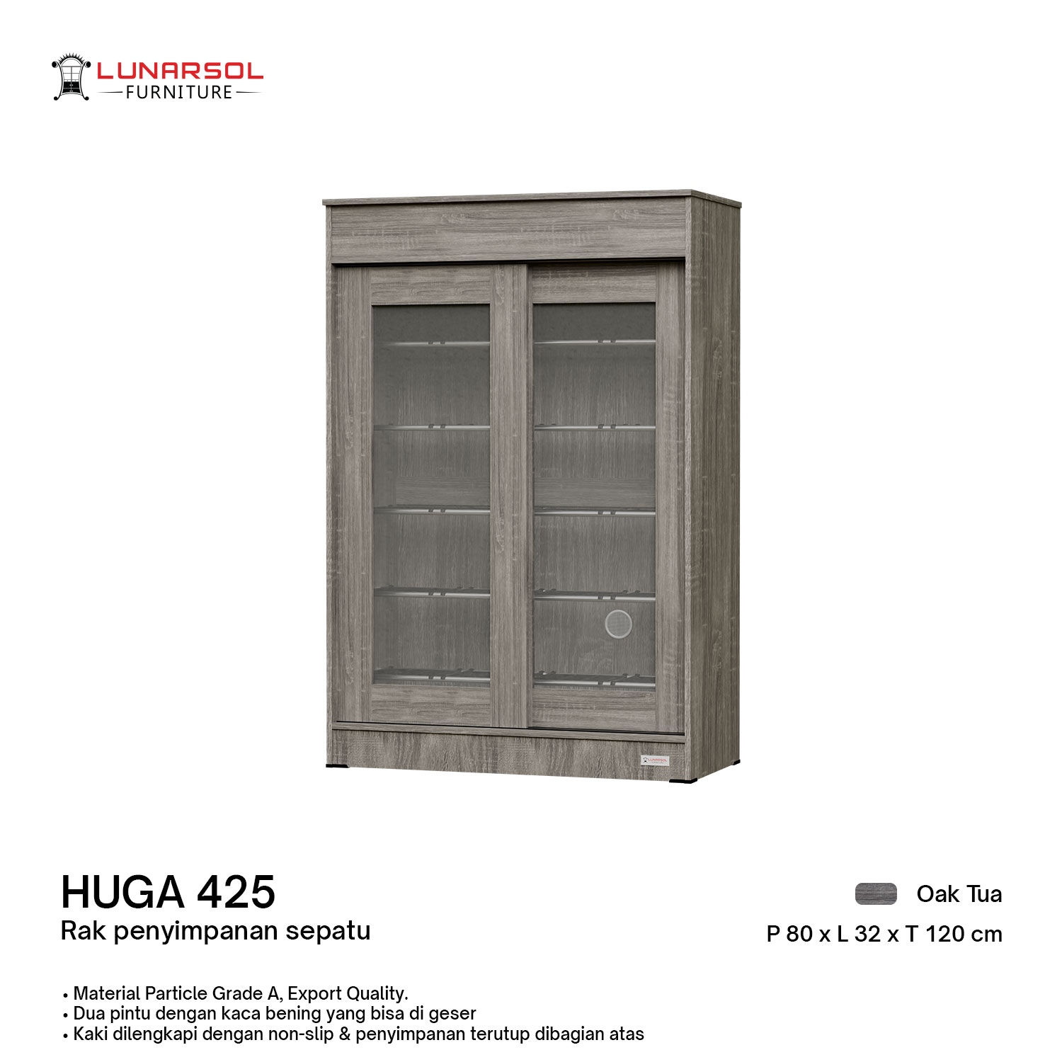 LUNARSOL HUGA 425 Lemari Sepatu | Rak Sepatu Sliding Door