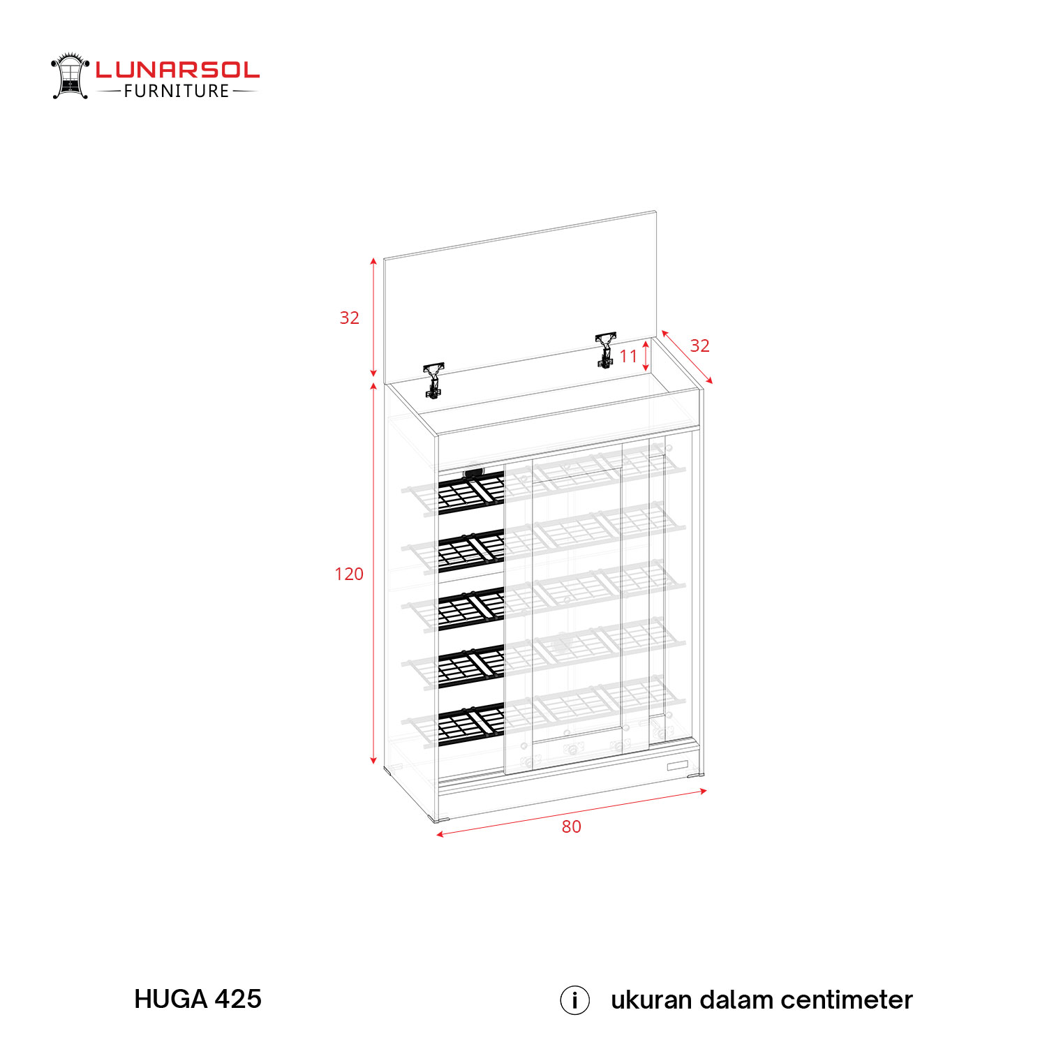 LUNARSOL HUGA 425 Lemari Sepatu | Rak Sepatu Sliding Door