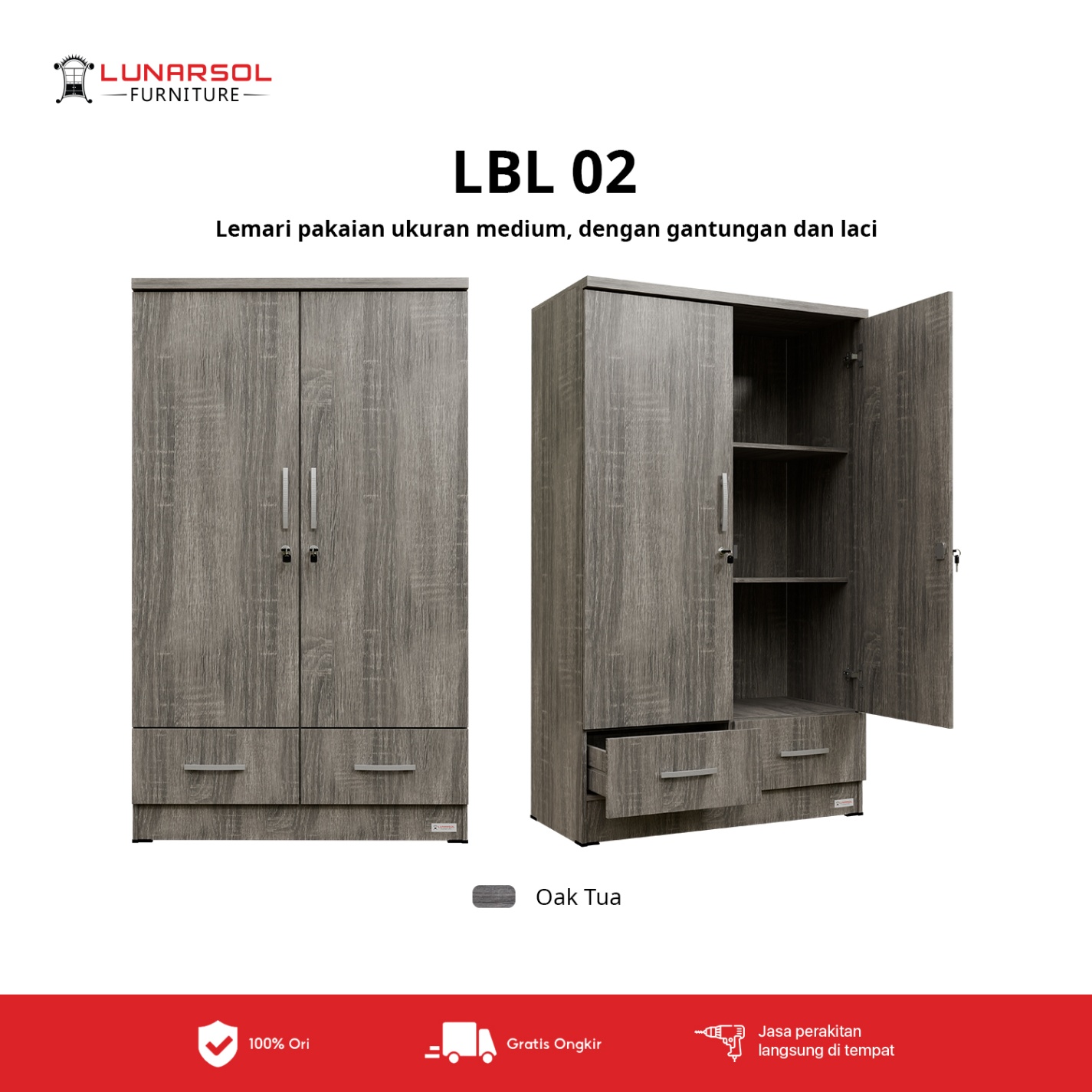Lemari Pakaian Anak LUNARSOL LBL 02 | Lemari Baju Minimalis