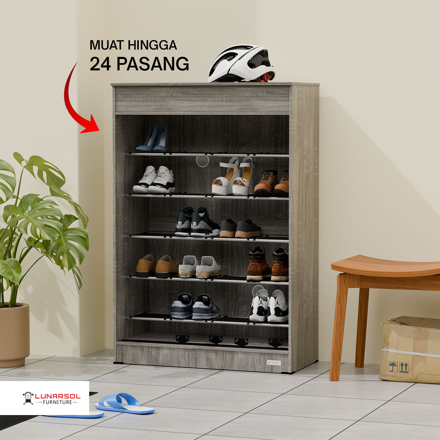LUNARSOL HUGA 425 Lemari Sepatu | Rak Sepatu Sliding Door