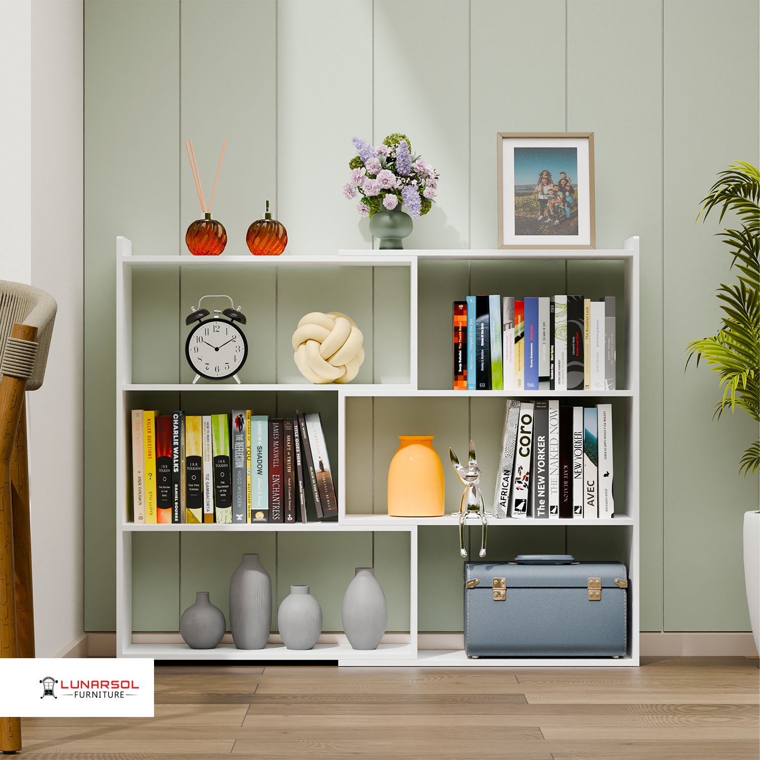 Lunarsol OSLO Rak Sekat Serbaguna | Rak Buku Modular | Rak Buku Sudut