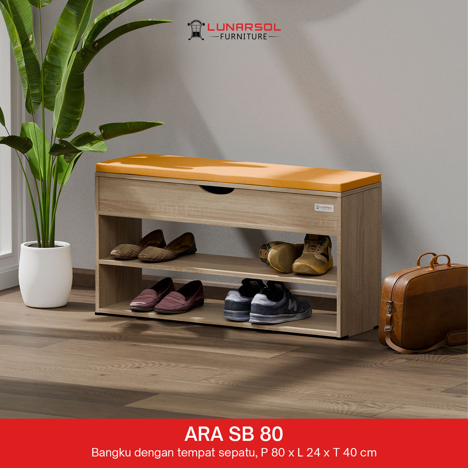 LUNARSOL ARA SB 80 Rak Sepatu Duduk | Rak Sepatu | Lemari Sepatu