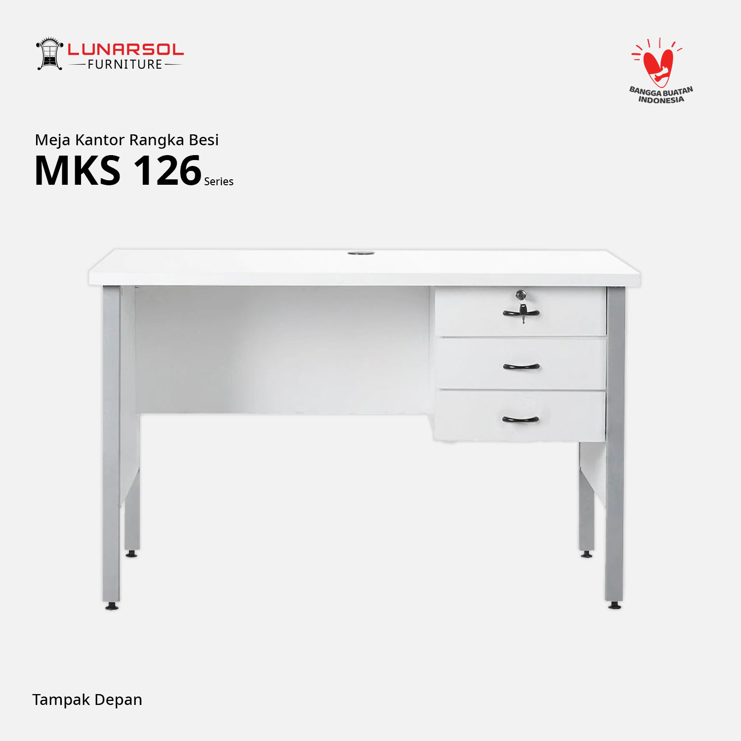 LUNARSOL Meja Kantor | Meja Kios | Meja Tulis MKS 126 dengan Laci
