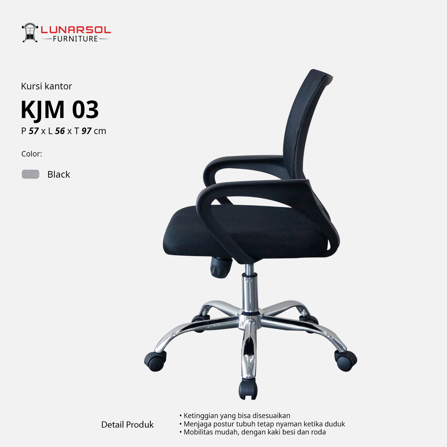 LUNARSOL KJM 03 Kursi Kantor | Kursi Hidrolik | Kursi Mekanik