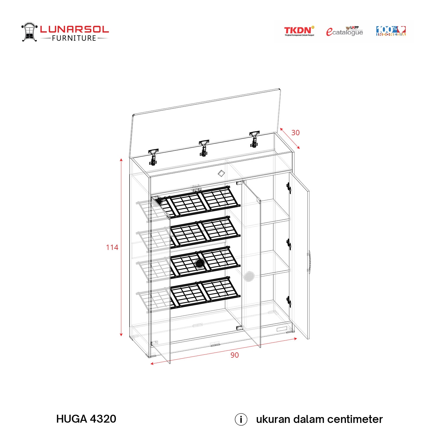 LUNARSOL HUGA 4320 Rak Sepatu Pintu Magnet Rak Sepatu Susun Minimalis
