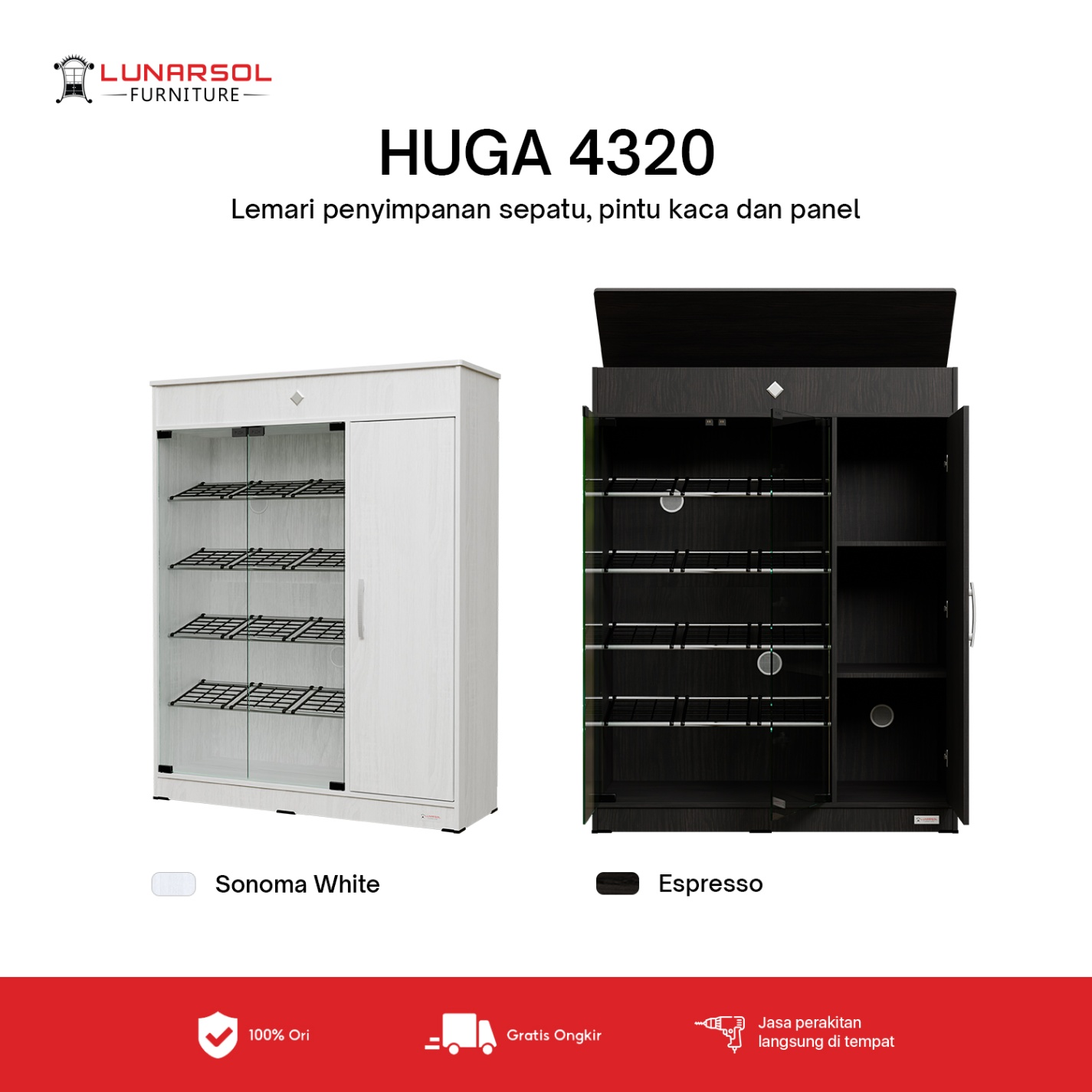 LUNARSOL HUGA 4320 Rak Sepatu Pintu Magnet Rak Sepatu Susun Minimalis