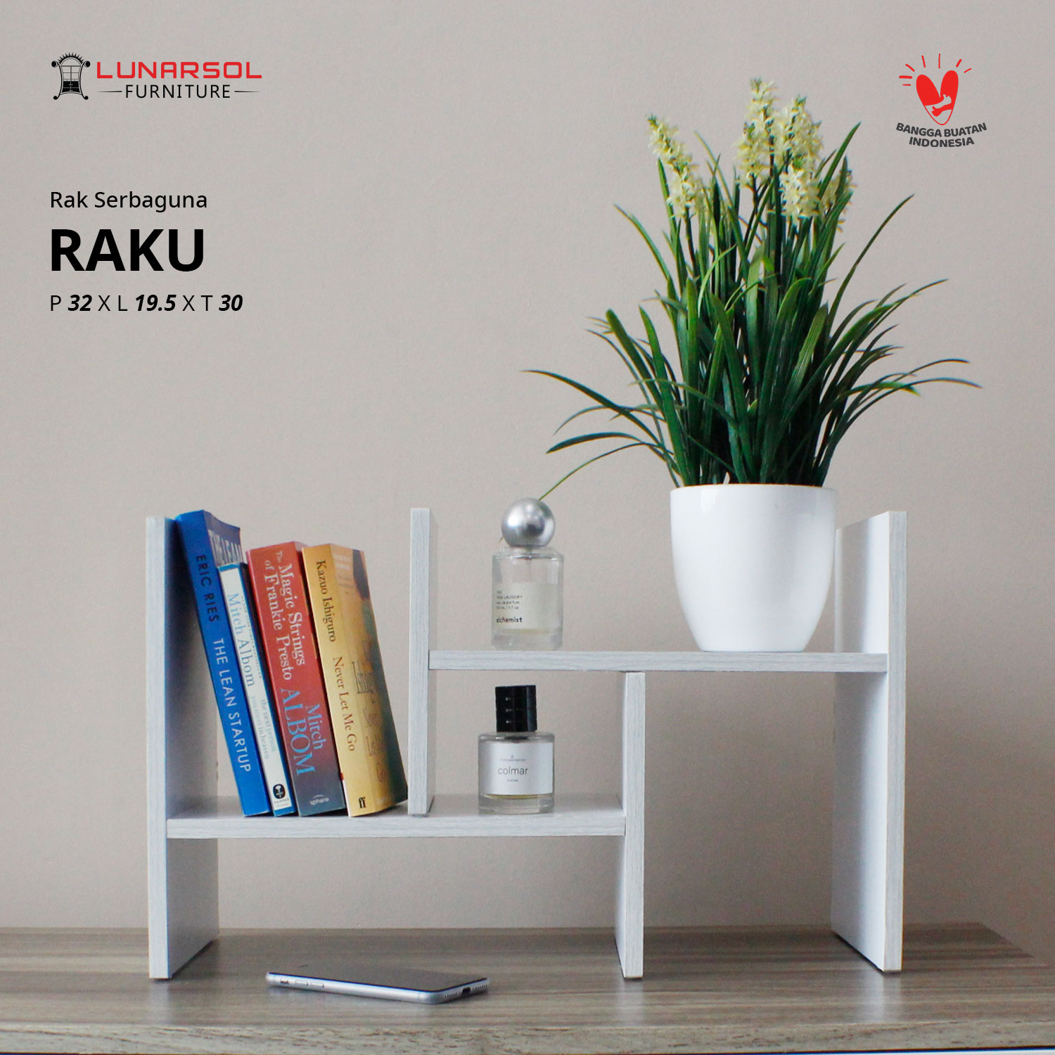 LUNARSOL RAKU Rak Buku Serbaguna | Table Set | Book Rack