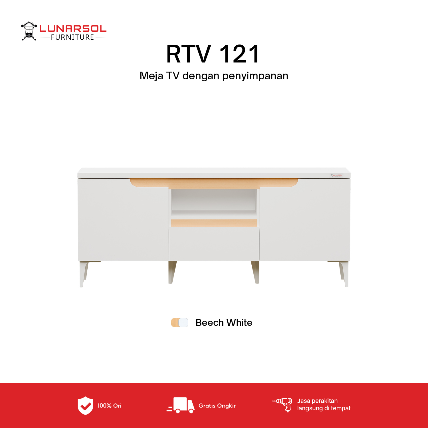 LUNARSOL RTV 121 Rak TV Meja TV Ruang Tamu Buffet | up to TV 43 Inch