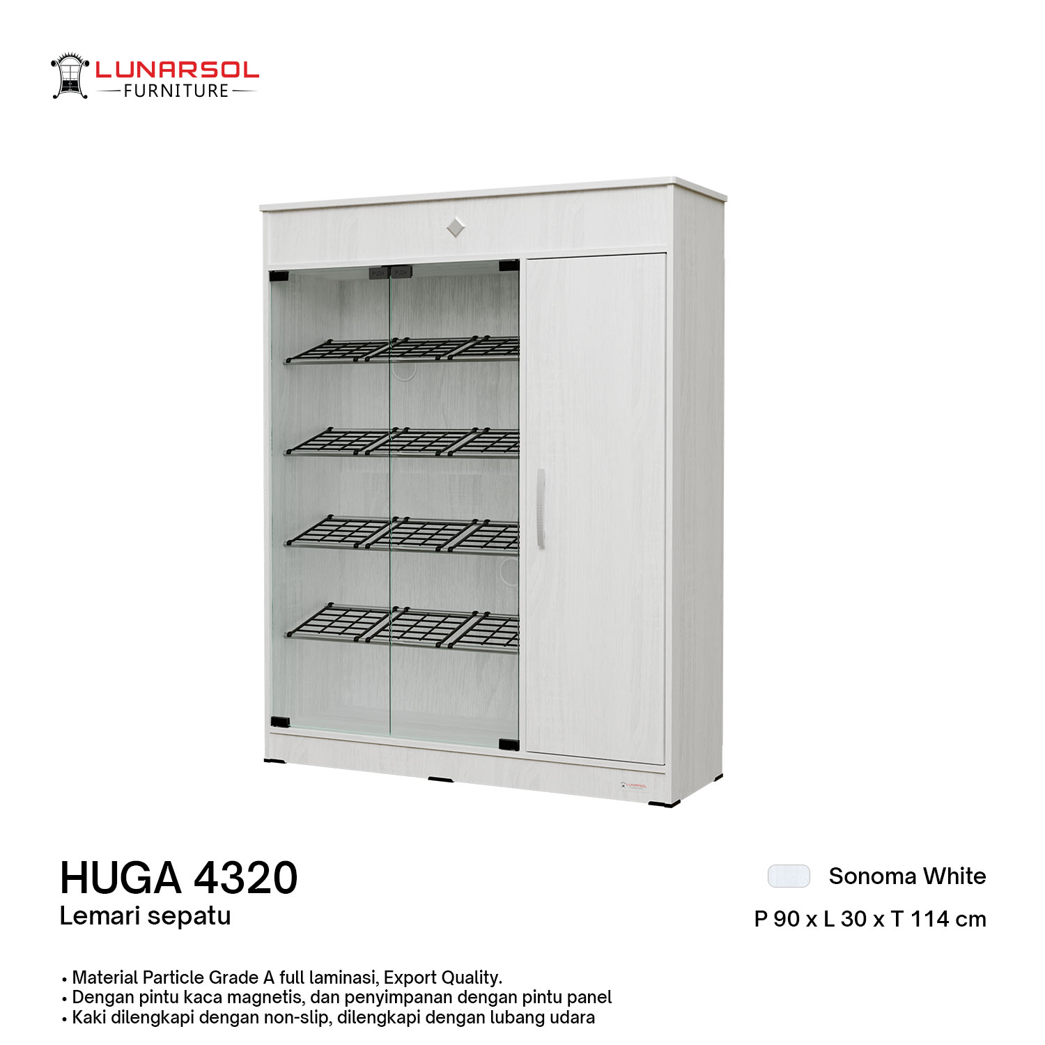 LUNARSOL HUGA 4320 Rak Sepatu Pintu Magnet Rak Sepatu Susun Minimalis