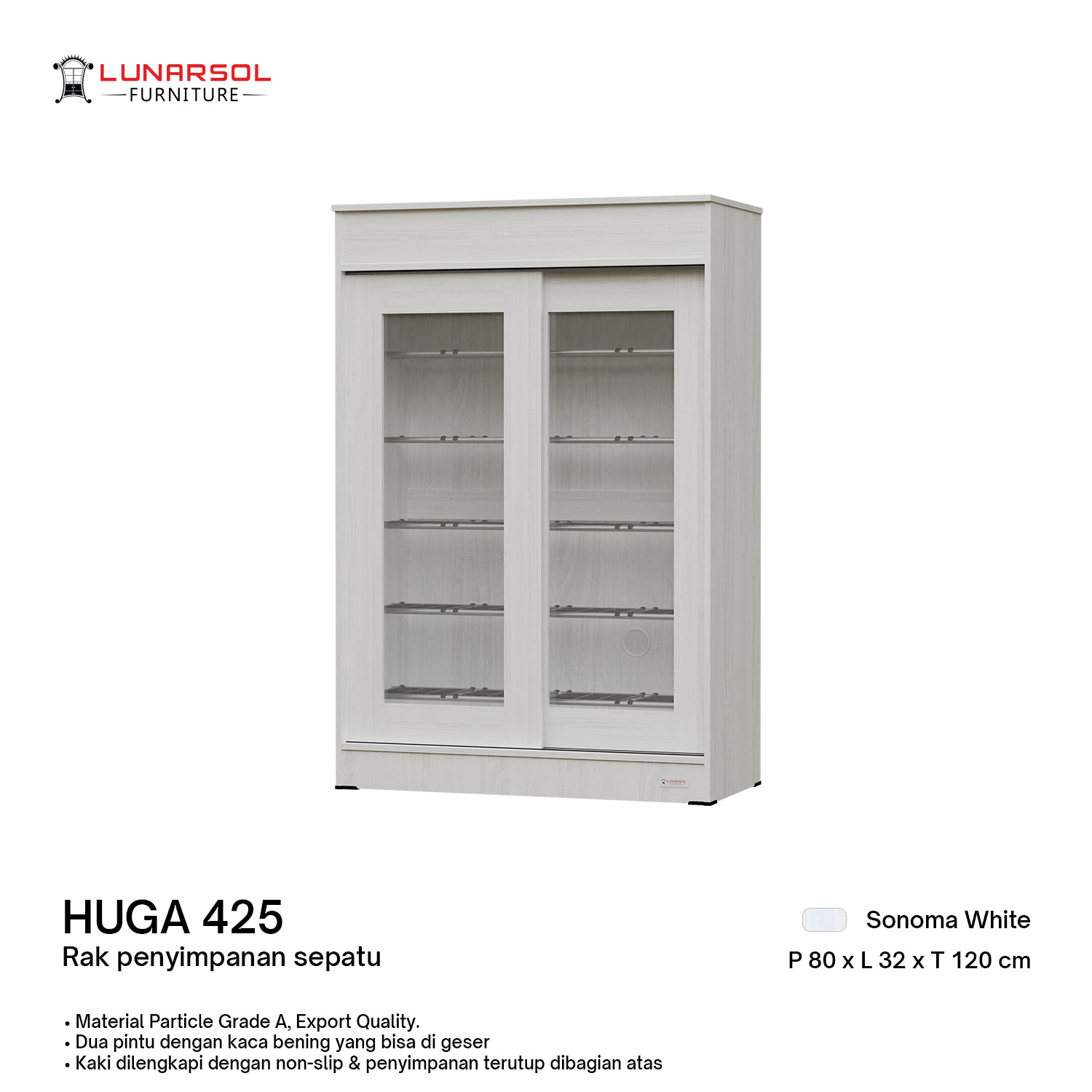 LUNARSOL HUGA 425 Lemari Sepatu | Rak Sepatu Sliding Door