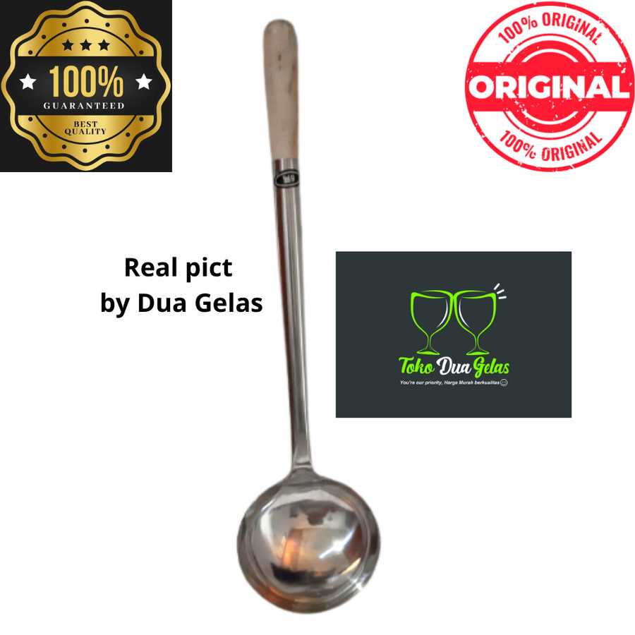 Irus Sendok Centong Kuah Sayur Sop Sup Soup Ladle Stainless Tebal Kayu