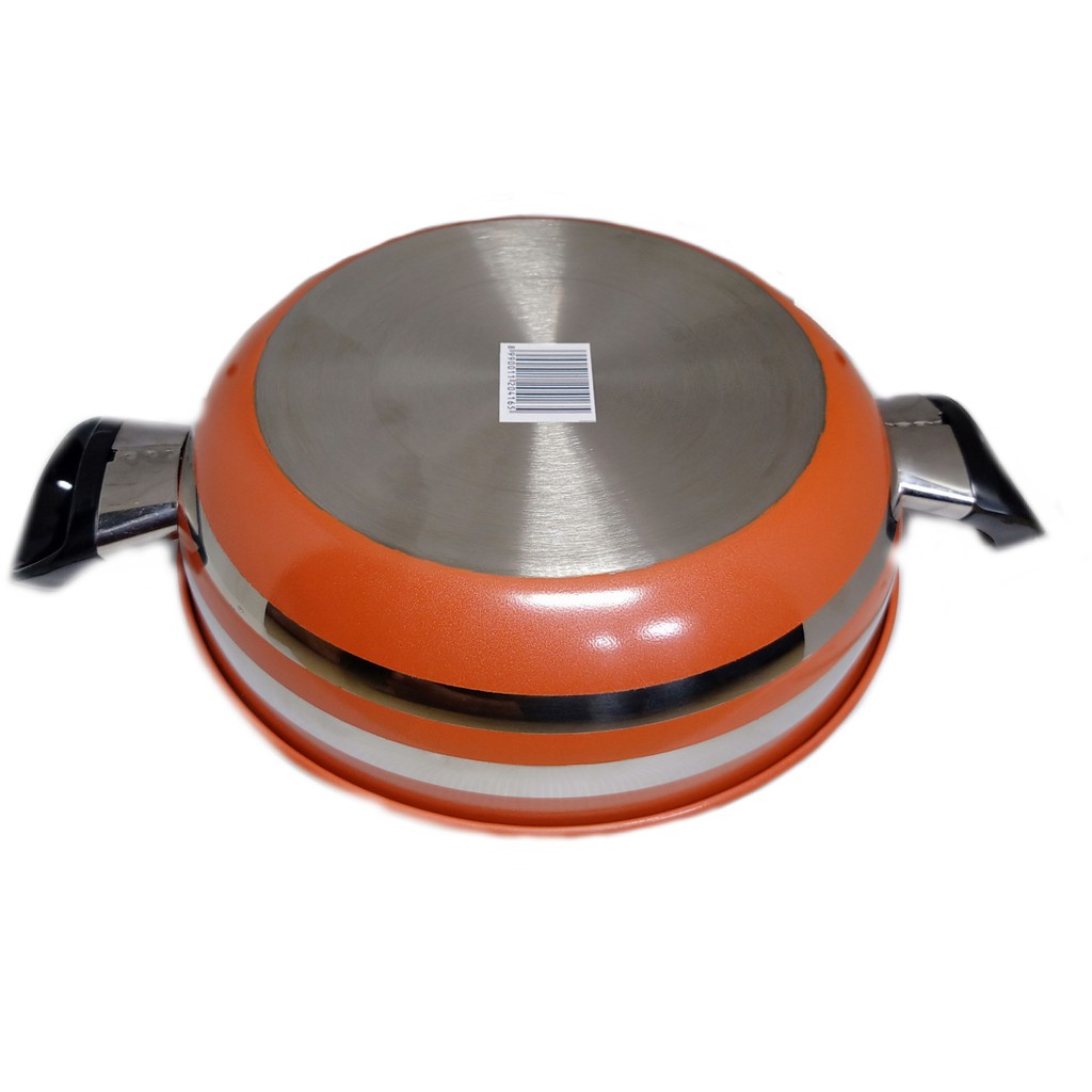 Maspion Colouris Deep Wok Wajan Panci 24cm Stainless Steel + Tutup Kaca - SSP 196