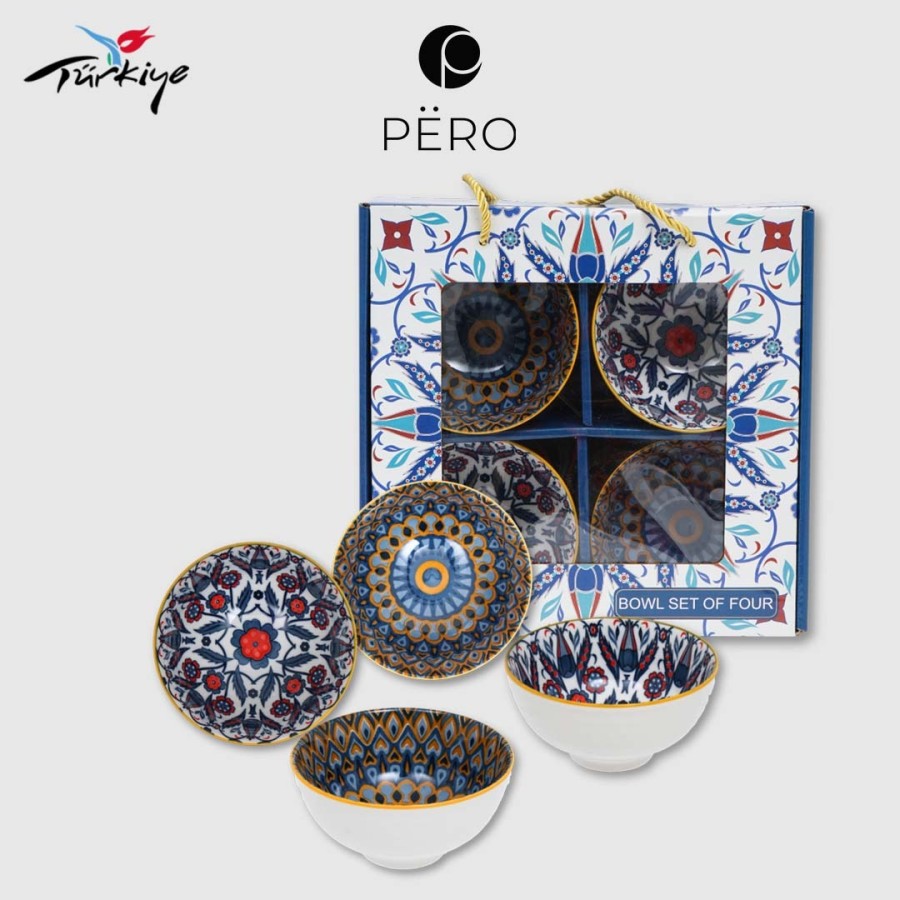 Pero Bowl Pattern Set of 4 With Box Set Mangkuk Porcelaine 4pcs