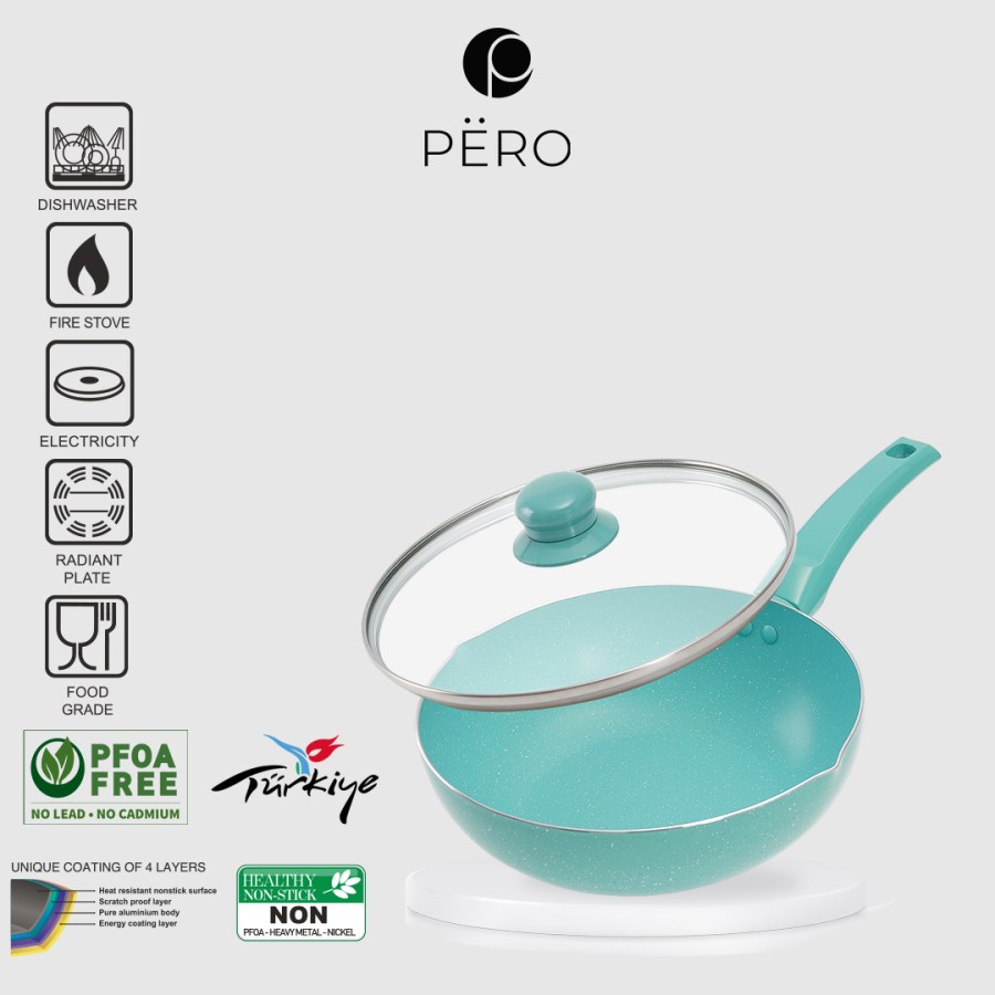 Pero Wokpan 24cm + Glass LID / Wajan Penggorengan Dengan Tutup Kaca