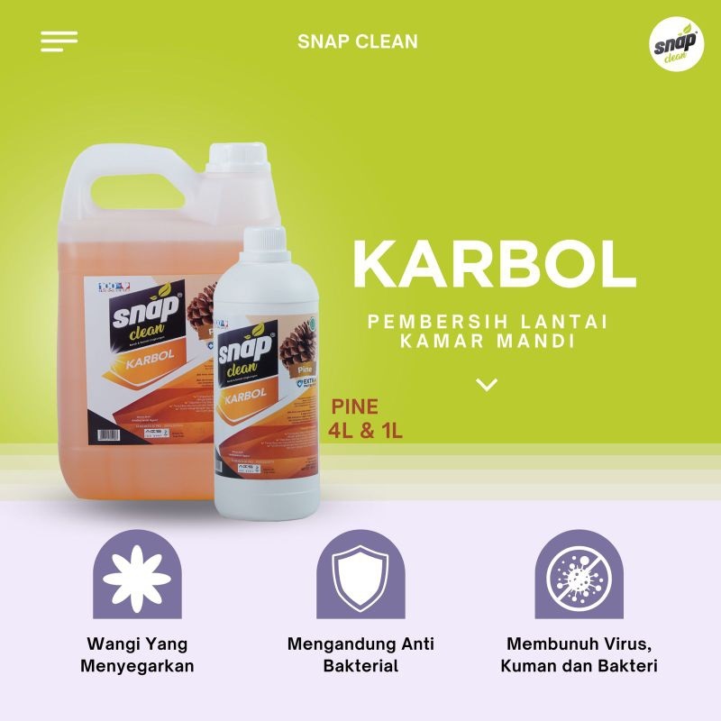 Snap Clean Karbol Pembersih Kamar Mandi Aroma Pine 1L