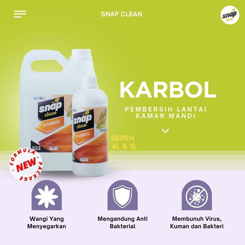 Snap Clean Karbol dengan Anti Bacterial 4 Liter