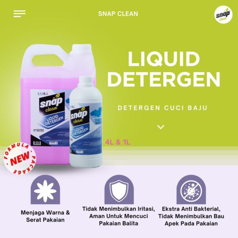 Snap Clean Liquid Detergen Sabun Cair Ramah Lingkungan 4L