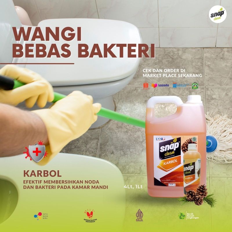 Snap Clean Karbol Pembersih Kamar Mandi Aroma Pine 1L