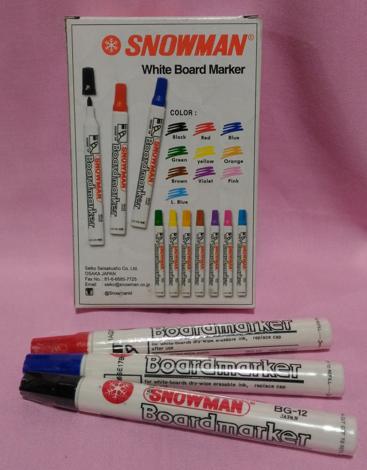 Spidol Snowman Whiteboard Boardmarker Papan Tulis BG 12 Bisa Dihapus