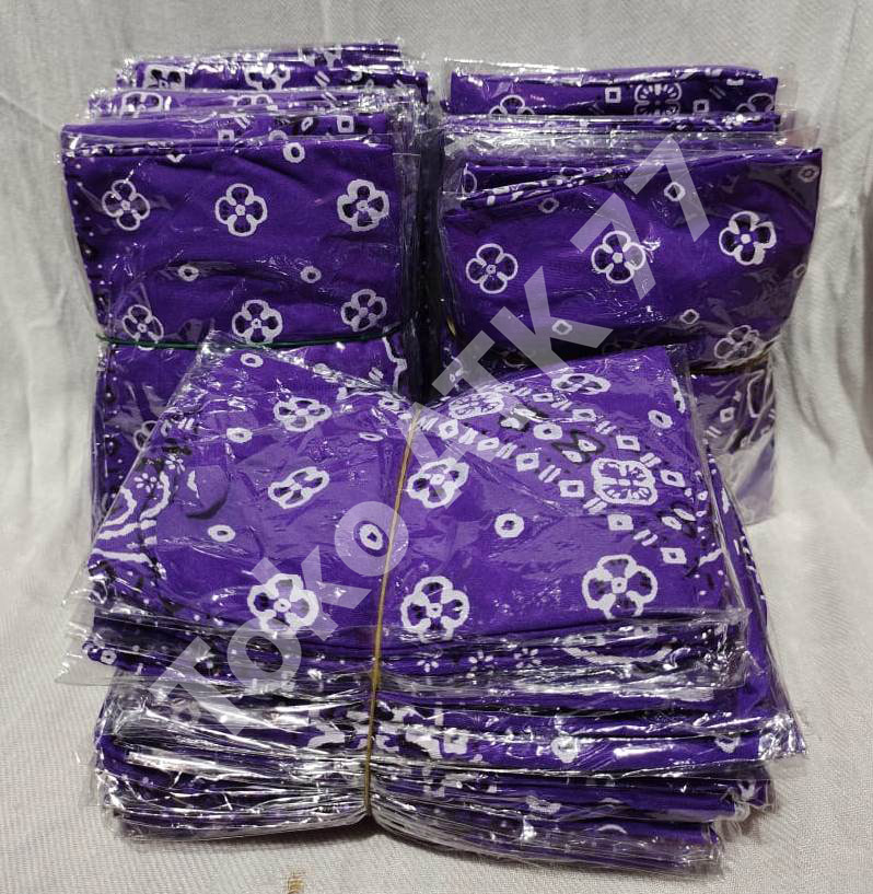 Slayer Syal Sapu Tangan Besar Kain Masker Penutup Batik Ungu Tua