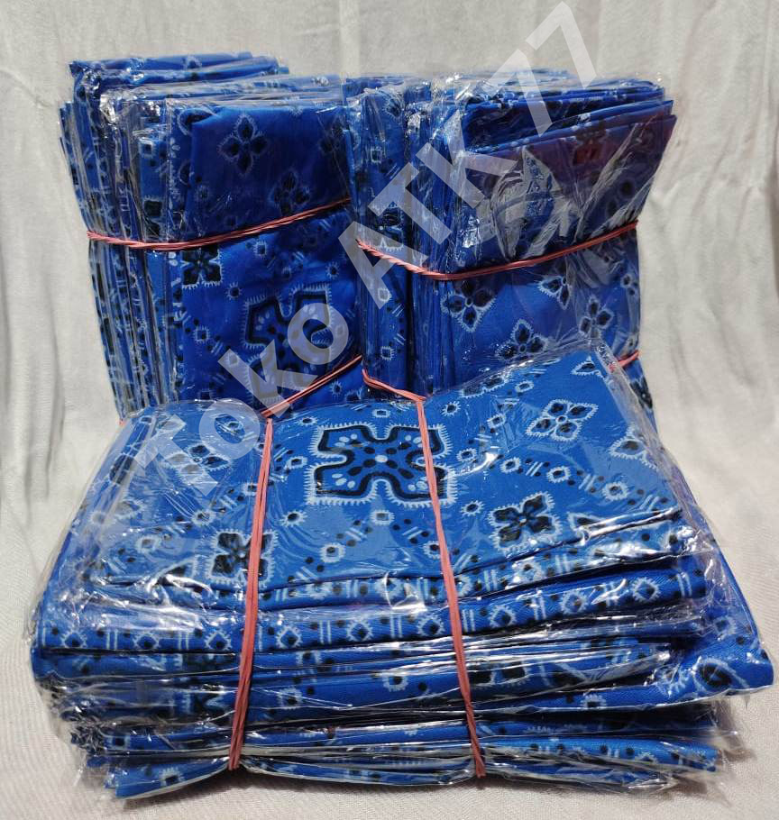 Slayer Syal Sapu Tangan Besar Kain Masker Penutup Batik Biru Tua