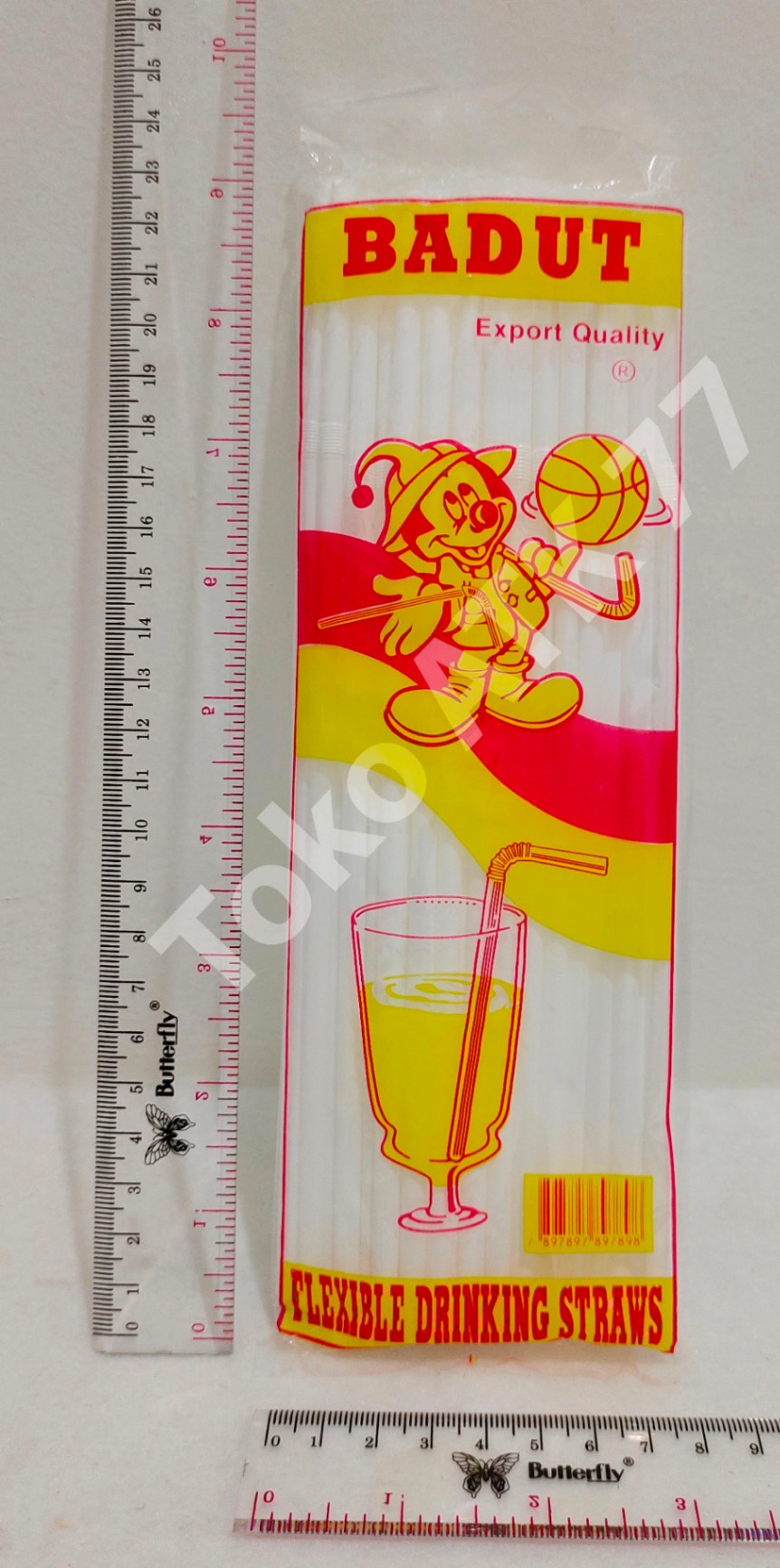 Sedotan Putih Per Bengkok Flexible Drinking Straws Cap Badut