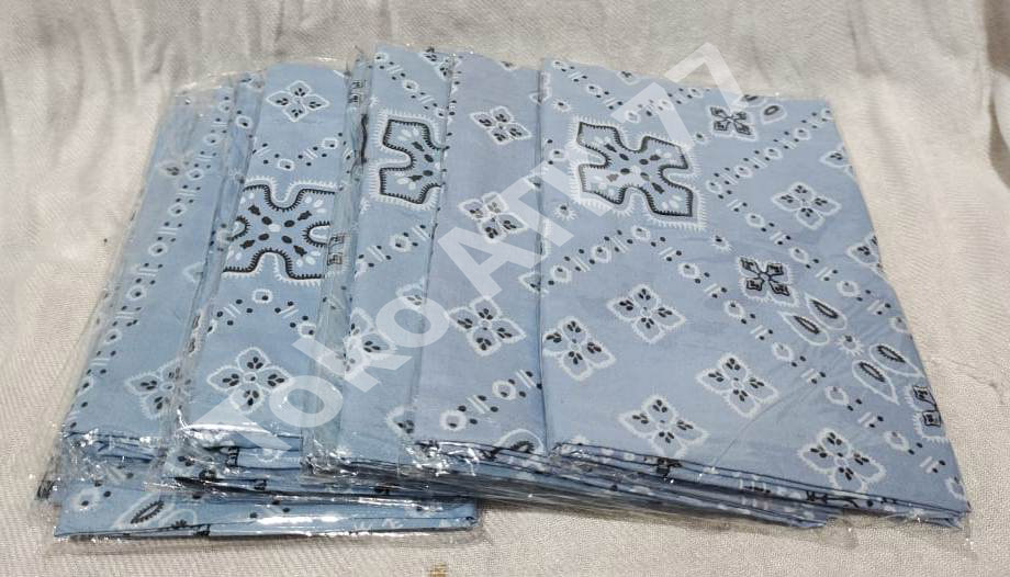 Slayer Syal Sapu Tangan Besar Masker Penutup Kain Batik Biru Muda