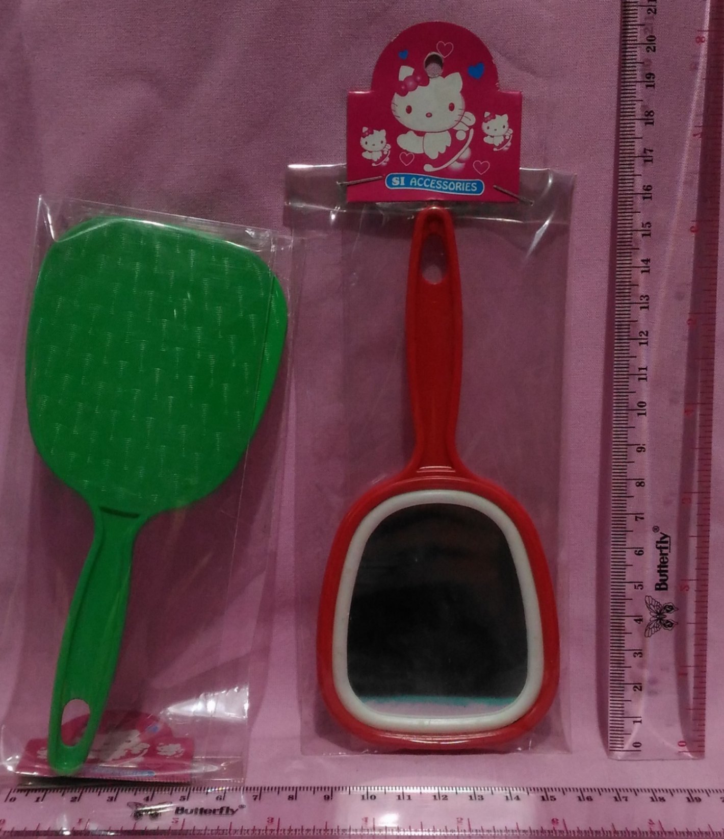 Cermin Kaca Make Up Kecil Simple Mini Saku Gagang Cantik READY STOCK