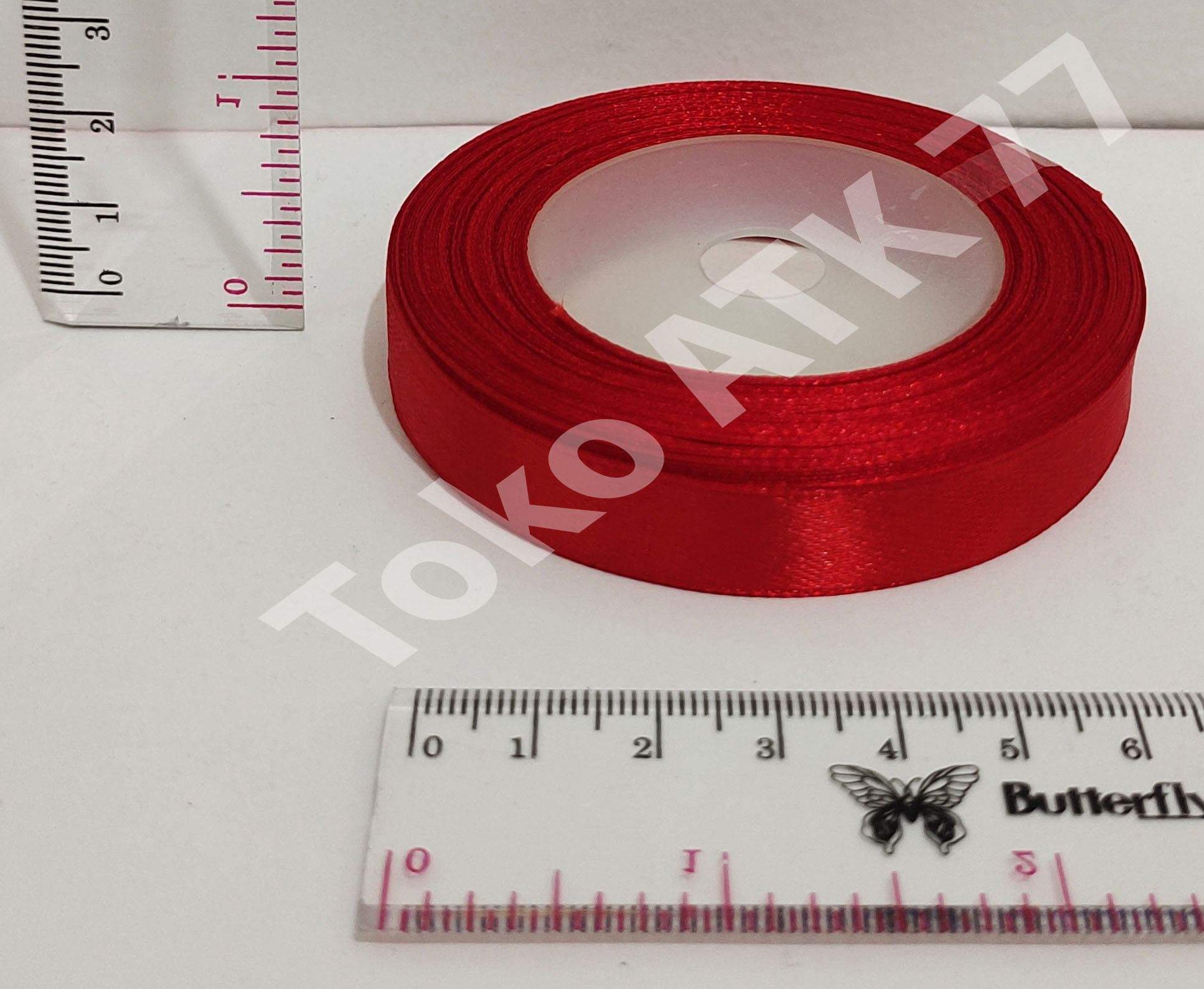 Pita Kado Kain Satin 0.5" 0,5" 1/2" Merah READY STOCK