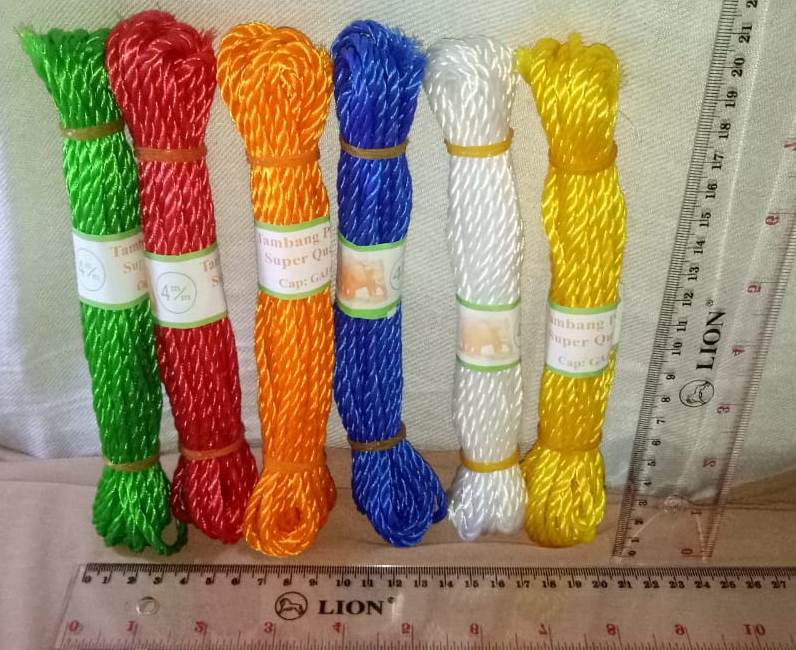 Tali Tambang Plastik Biru Hijau Kuning Merah Orange Oranye Putih