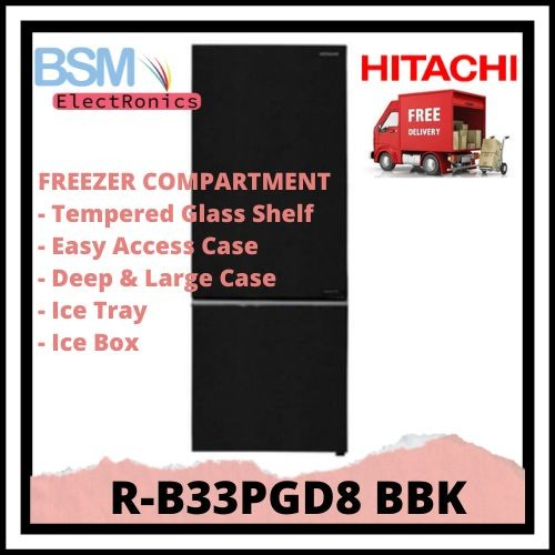 Kulkas HITACHI R-B33PGD8 BBK Bottom Freezer RB33PGD8