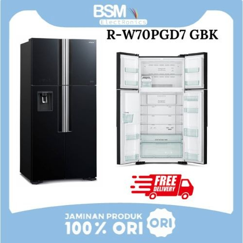 Kulkas Hitachi R-W70PGD7 GBK 550 L Big French 4 Door RW70PGD7