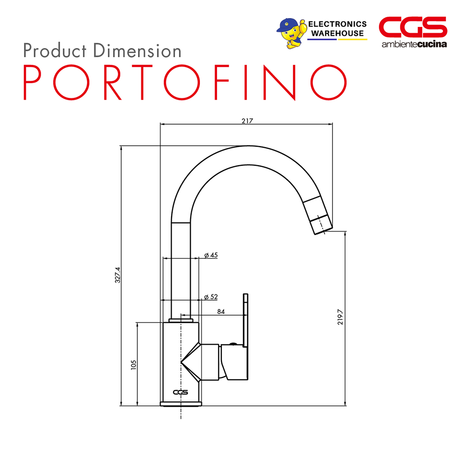 Kran Air Dapur CGS Portofino Mixer Taps