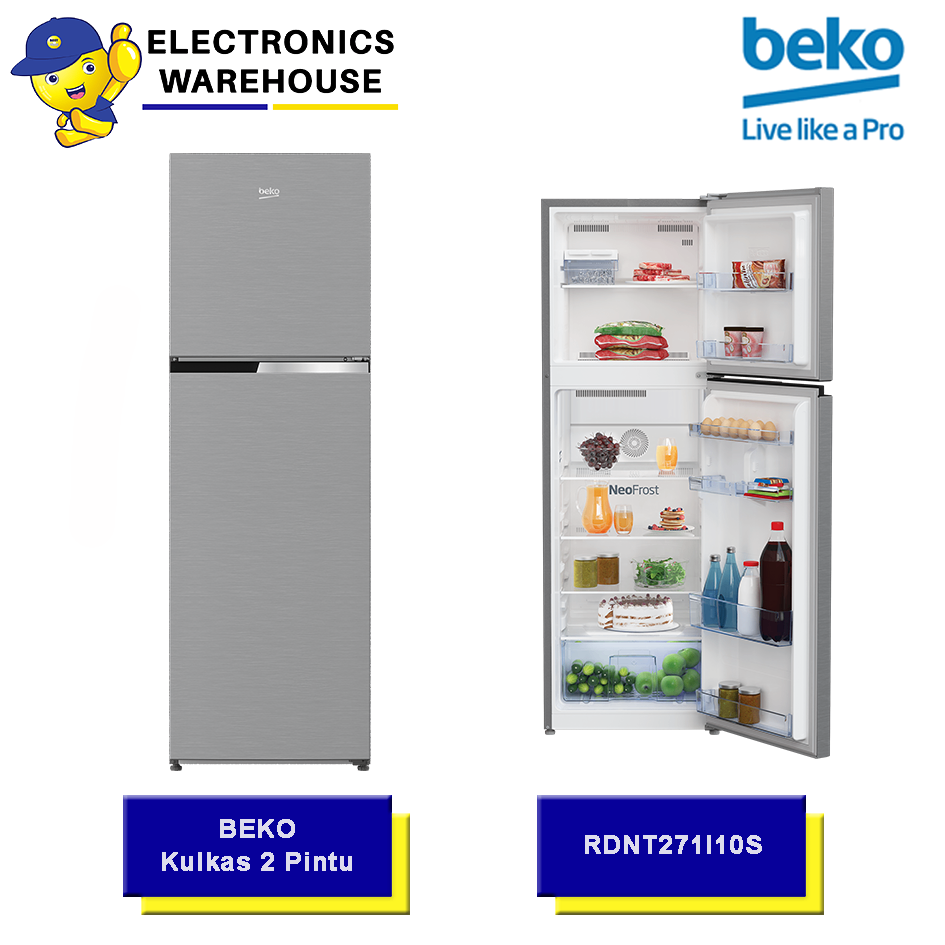 BEKO RDNT271I10S Kulkas 2 Pintu w/ NeoFrost Dual Cooling 271L