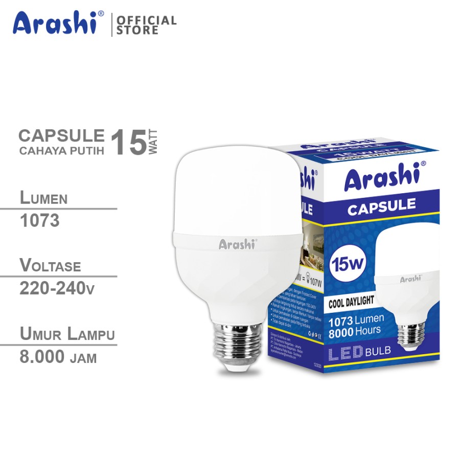 Arashi Lampu LED Capsule 15 watt CDL - Putih