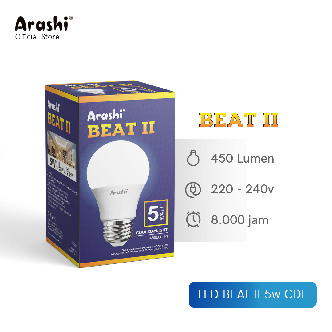 Arashi Lampu LED Beat II 5 watt CDL Cahaya Putih