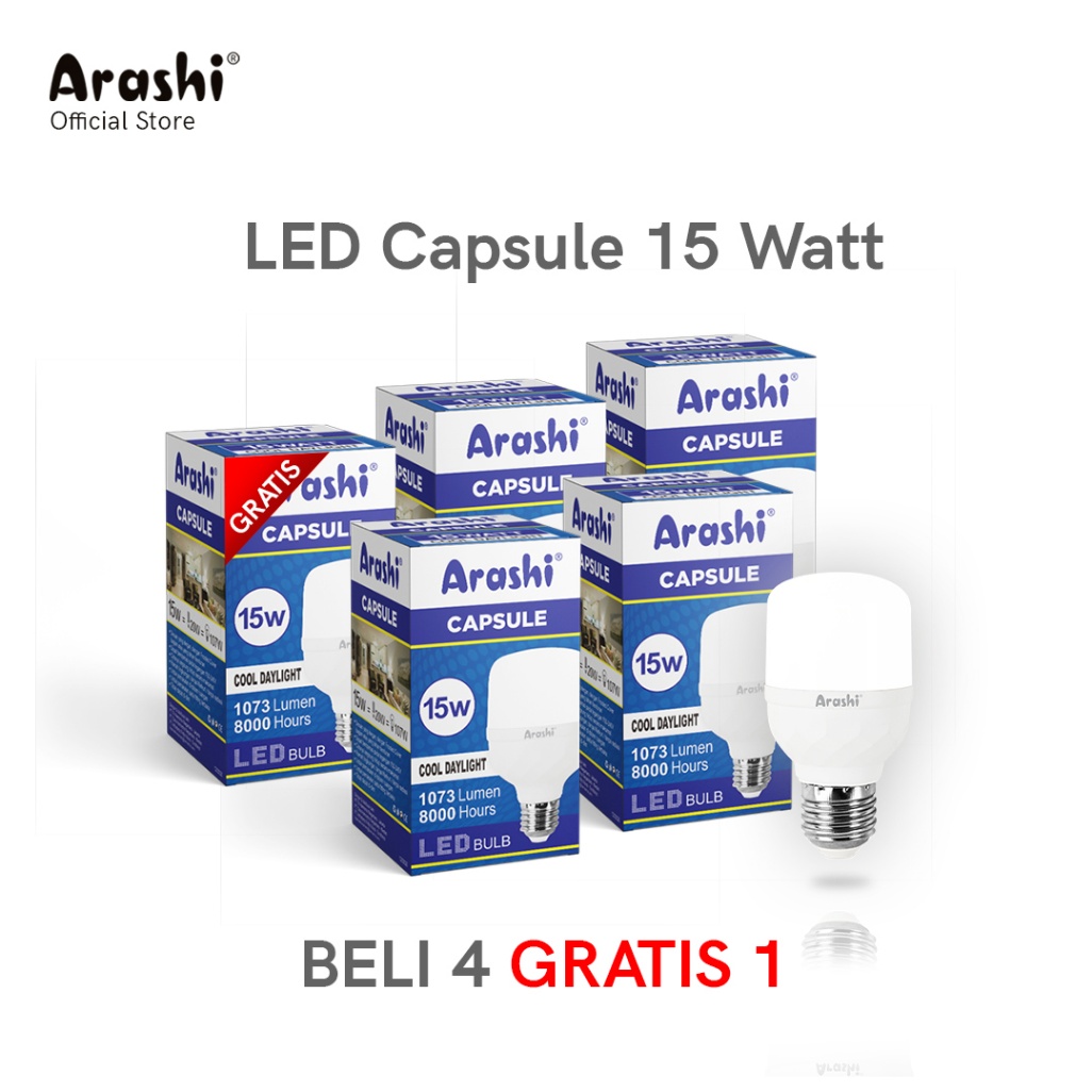 Arashi Lampu LED Capsule 15 watt CDL 5pcs - Putih