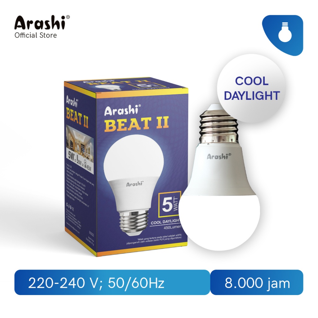 Arashi Lampu LED Beat II 5 watt CDL Cahaya Putih