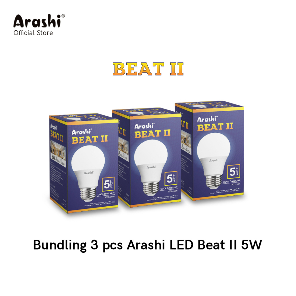 Arashi Lampu LED Beat II 5 watt 3Pcs CDL Cahaya Putih