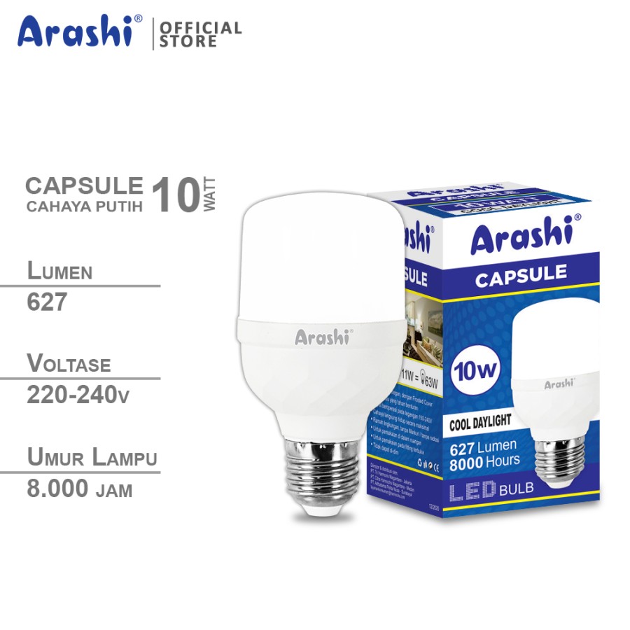 Arashi Lampu LED Capsule 10 watt CDL - Putih