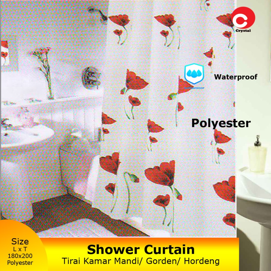 Crystal Polyester Tirai Kamar Mandi New Flower Garden Shower Curtain