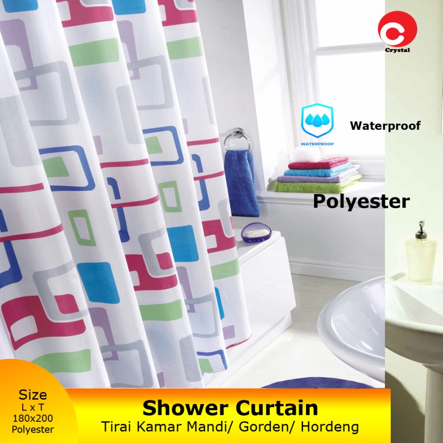 Polyester Tirai Kamar Mandi Motif Sigil Gorden Shower Curtain