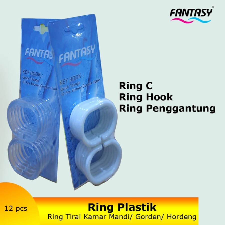 RIng C 12 pcs Ring Hook Shower Curtain Tirai Kamar Mandi