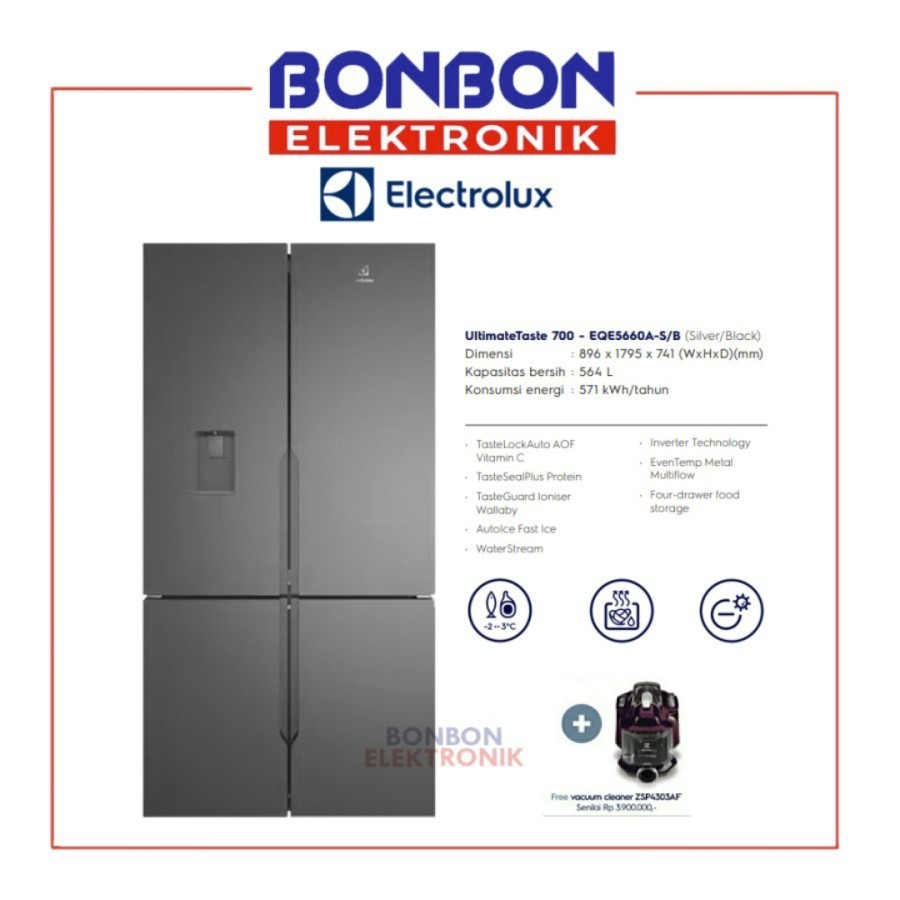 Electrolux Kulkas Side by Side 562L EQE5660A-S / EQE5660A S