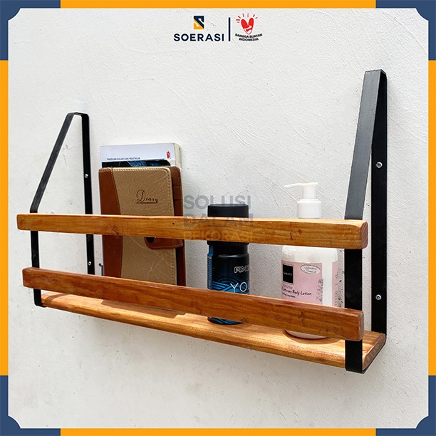 ORKA Rak Dinding Minimalis Buku Sepatu Ambalan Serbaguna Kamar Dapur - Cokelat, 50Cm