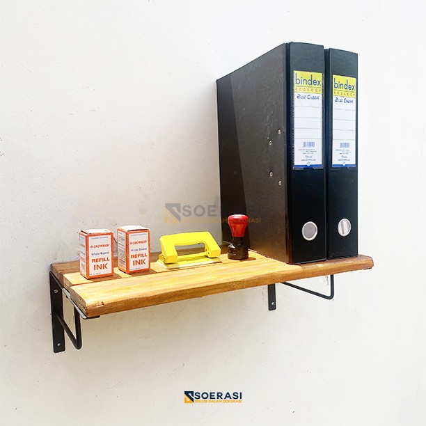 DICO rak dinding buku sepatu vintage lebar luas kokoh besi dan kayu
