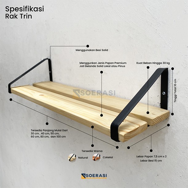 Rak dinding susun besi dan kayu lebar dan luas dekorasi rumah sepatu