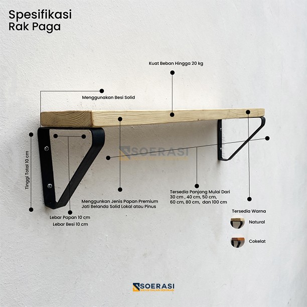Rak Dinding 1M Buku Gantung Hiasan Tanaman Simple Minimalis Murah