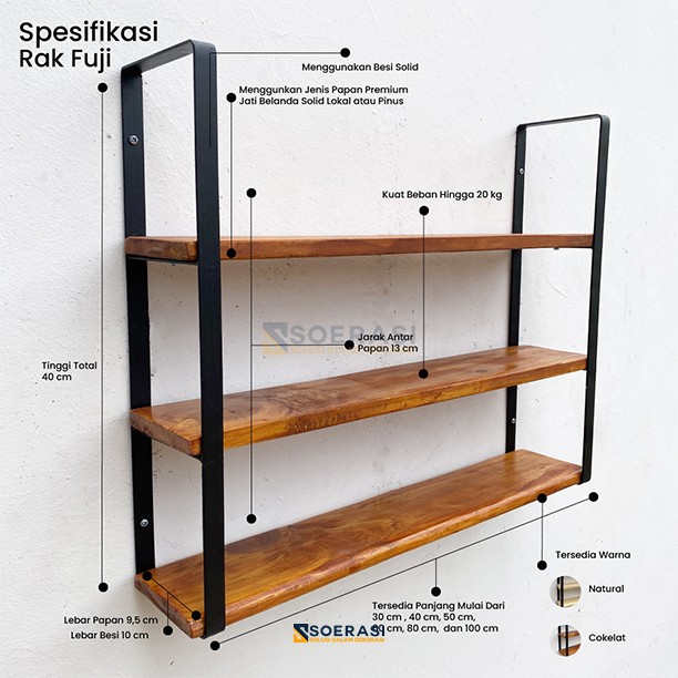 Fuji Rak Dinding 3 Ambalan Kayu