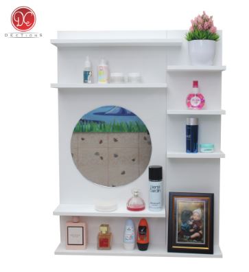 Rak Meja Rias Kaca Gantung Dinding Minimalis 7 Susun Cermin Bulat